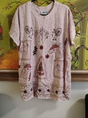 Embroidered Pink Animal Graphic Top